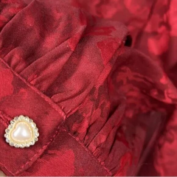 RAHI Flora Cutout Mini Dress Medium Large 
Red Floral Long Sleeves - Picture 4 of 8